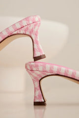 Lomita Fabric Gingham Kitten Heels