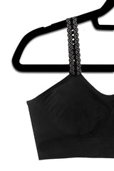 Black Scoop Bralette with Silver Stud Straps