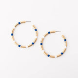 Nellie Medium Blue & White Hoop Earrings