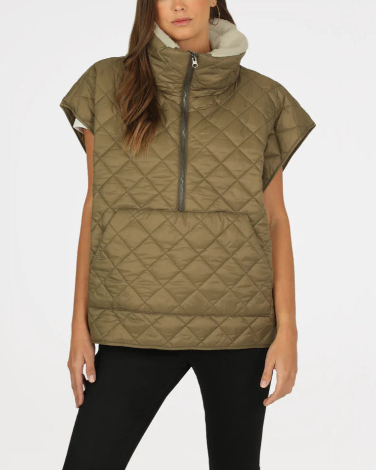 Classic Olive Quilted Poncho
