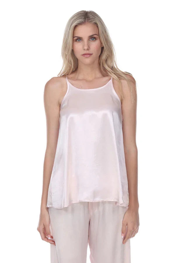 Anne Satin Spaghetti Tank - Morning Blue