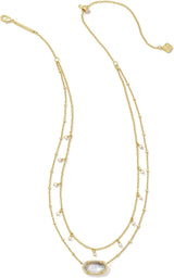 Elisa Gold Multi Strand Necklace - Ivory Mother-of-Pearl