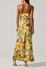 Nilana Satin Mustard Maxi Dress