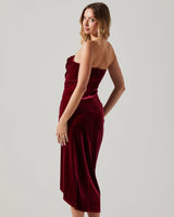 Meghan Velvet Strapless Midi Dress