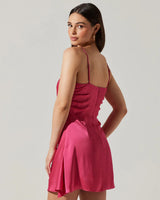 Cerinthe Satin Fuchsia Mini Cocktail Dress