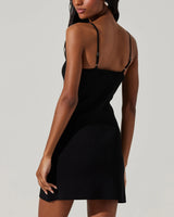 Alair Crystal Bow Rib Sweater Mini Dress