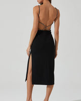 Elizsa Rhinestone Strap Midi Dress