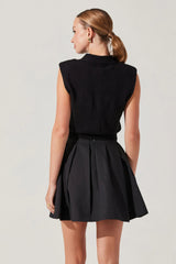 Kori Bow Button Detail Sweater Top - Black