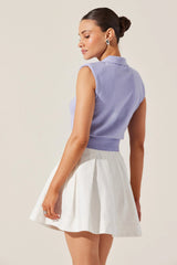 Kori Bow Button Detail Sweater Top - Periwinkle