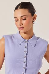 Kori Bow Button Detail Sweater Top - Periwinkle