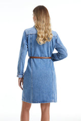 Denim Long Sleeve Mini Dress