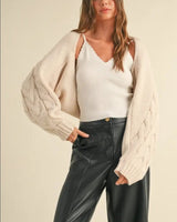 Cable Knit Bolero Cardigan