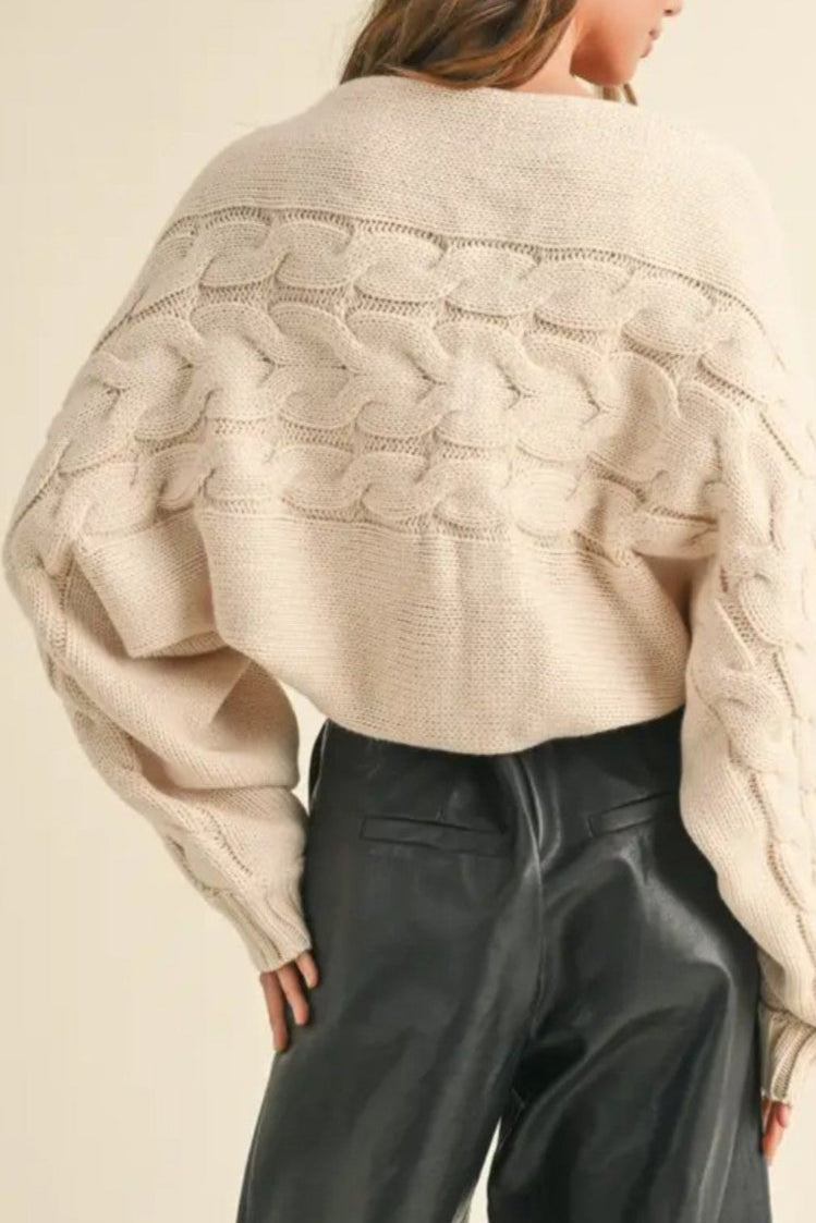 Cable Knit Bolero Cardigan