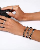 Bracelet Hair Ties - Silver/Black