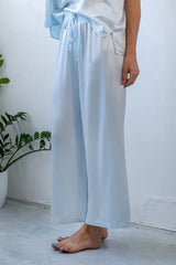 Jolie Satin Capri Pajama Pants - Morning Blue