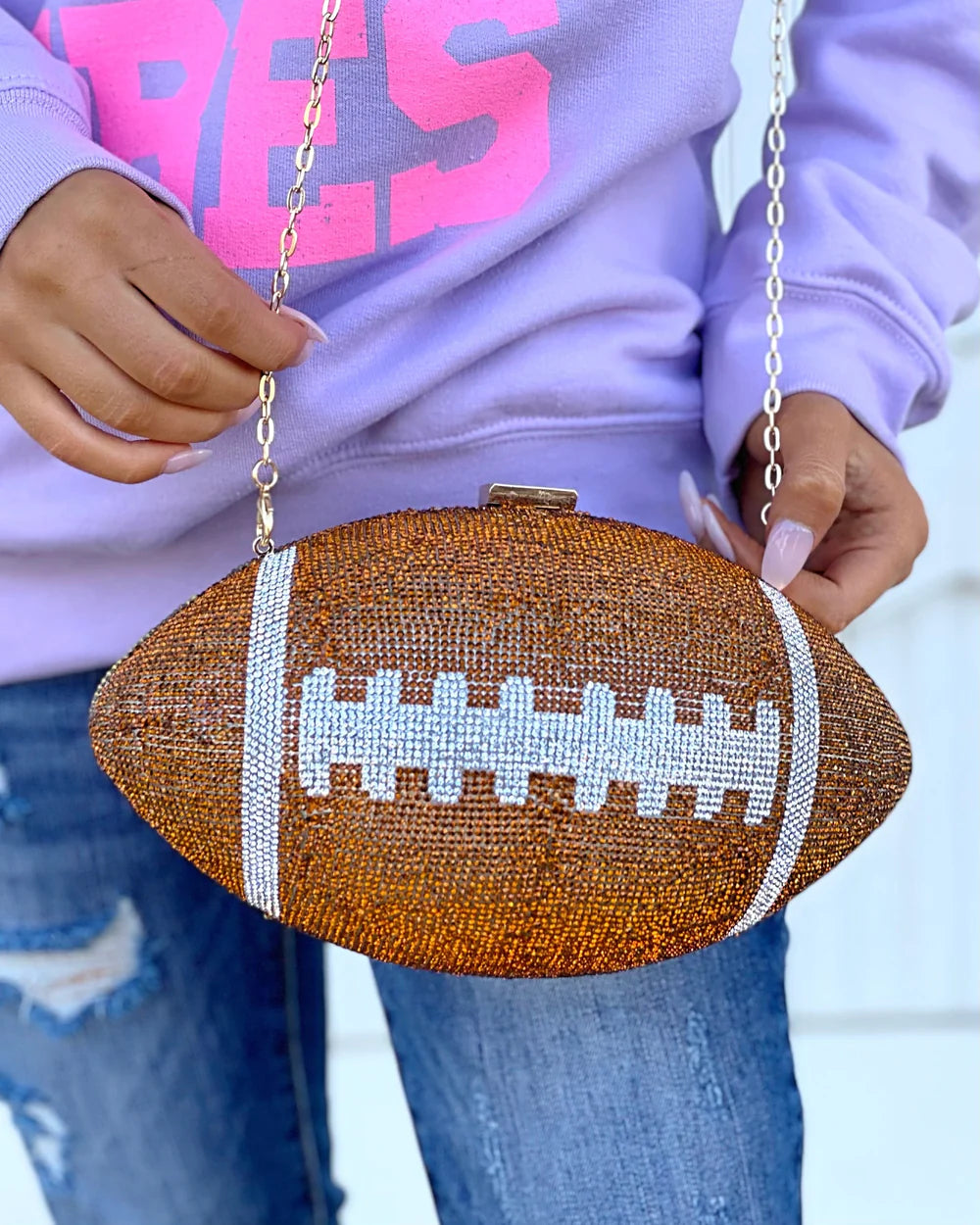 Brown Crystal Football Purse