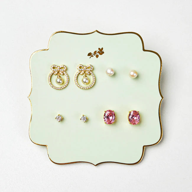 Parisian Bow Pink Earrings (Set of 4)