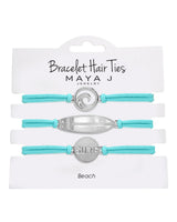 Surf Bracelet Hair Ties - Silver/Aqua