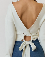 Rib Sweater with Overlap Back