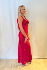 Fiora Open Back Satin Maxi Dress