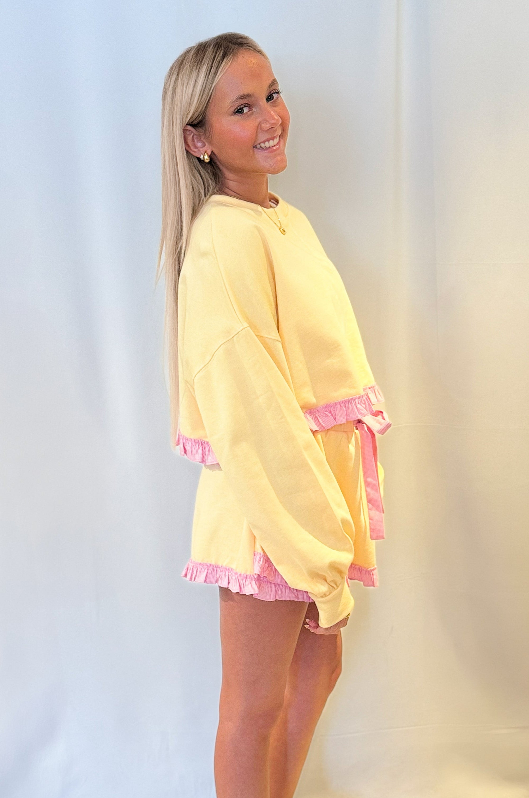 Gingham Ruffle Sweatshirt