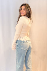 Long Sleeve Ruffle Trim Top