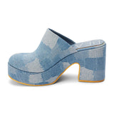Jayde Platform Clogs - Denim Patch