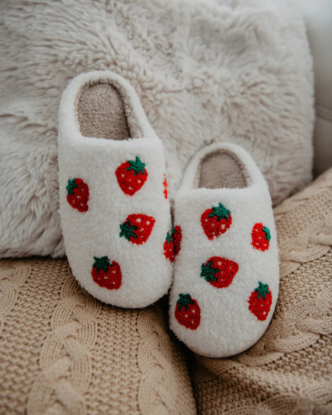 Strawberry Fuzzy Slippers