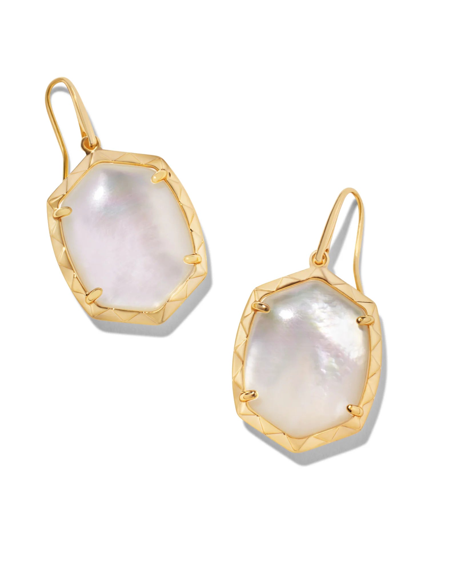 Daphne Gold Drop Earrings - Ivory Mother-of-Pearl