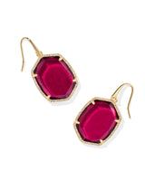Daphne Gold Pave Frame Drop Earrings - Berry Mica