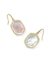 Daphne Gold Pave Frame Drop Earrings - Iridescent Illusion