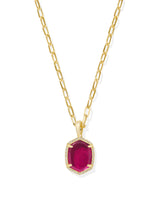 Daphne Gold Pave Frame Pendant Necklace - Berry Mica