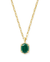 Daphne Gold Pave Frame Pendant Necklace - Green Malachite