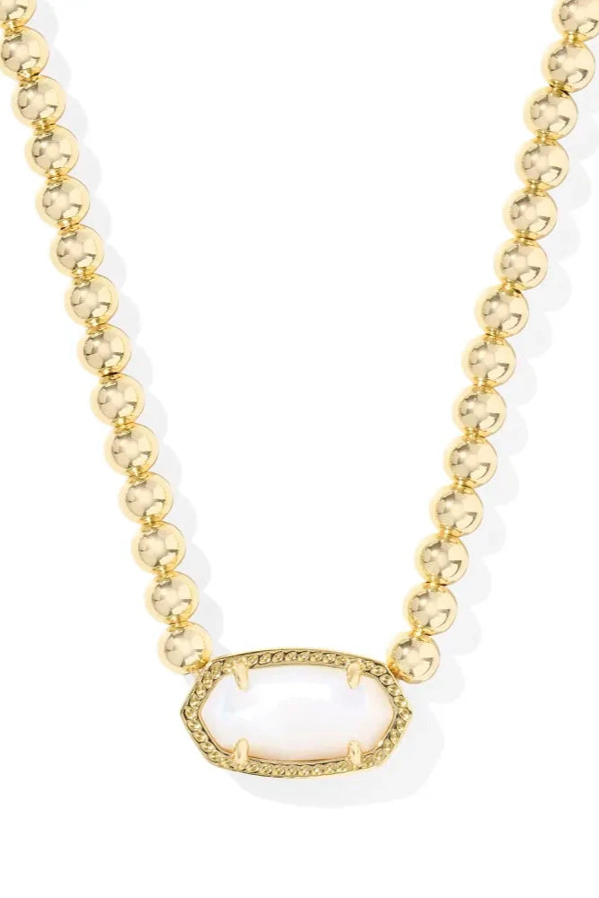Elisa Gold Beaded Necklace - Ivory Mother-of-Pearl