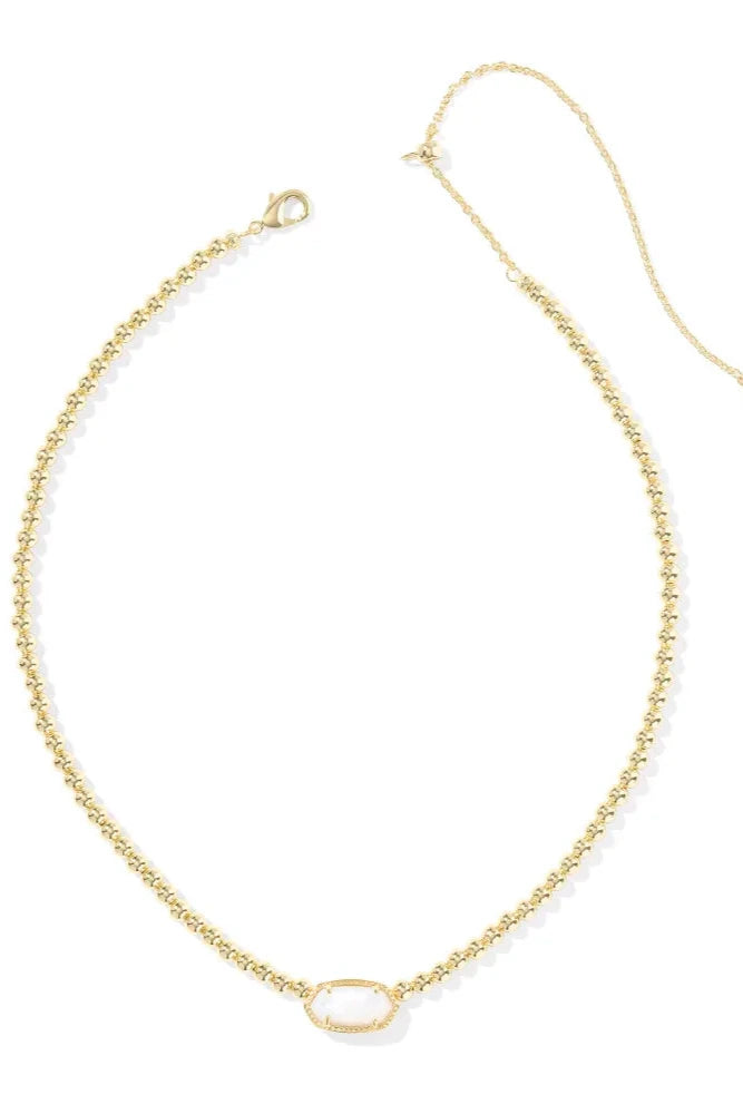 Elisa Gold Beaded Necklace - Ivory Mother-of-Pearl