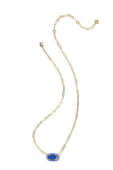 Elisa Enamel Frame Gold Paperclip Necklace - Cobalt
