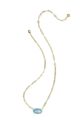 Elisa Enamel Frame Gold Paperclip Necklace - Periwinkle