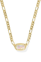 Elisa Gold Figaro Chain Short Pendant Necklace - Abalone