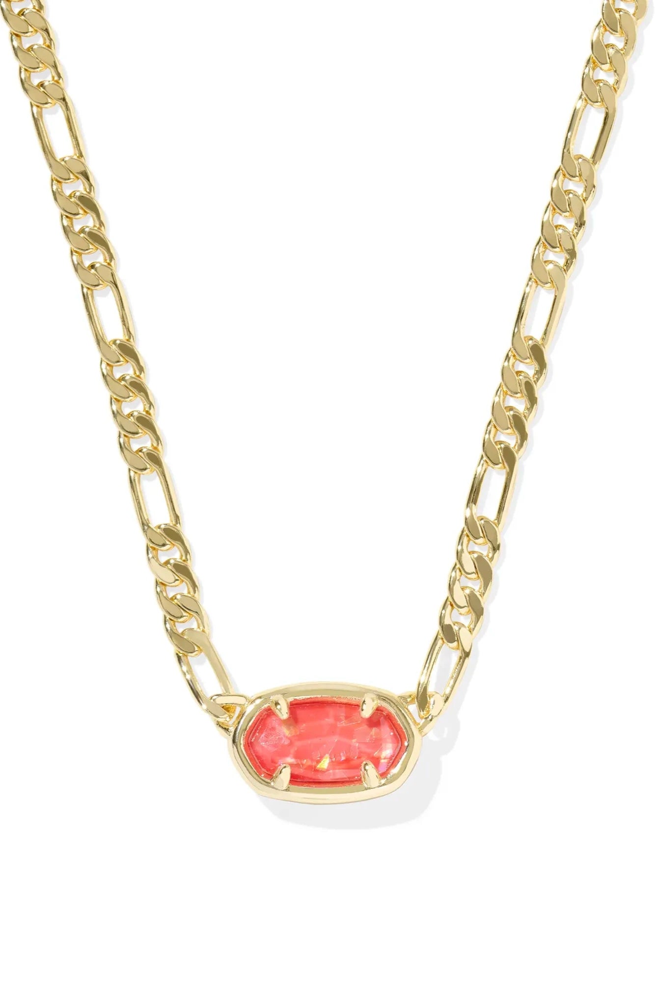 Elisa Gold Figaro Chain Short Pendant Necklace - Papaya