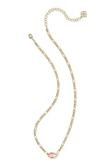 Elisa Gold Figaro Chain Short Pendant Necklace - Pink
