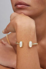Elton Gold Cuff Bracelet - Ivory Mother-of-Pearl