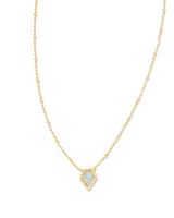 Tess Satellite Gold Frame Pendant Necklace - Light Blue Kyocera Opal