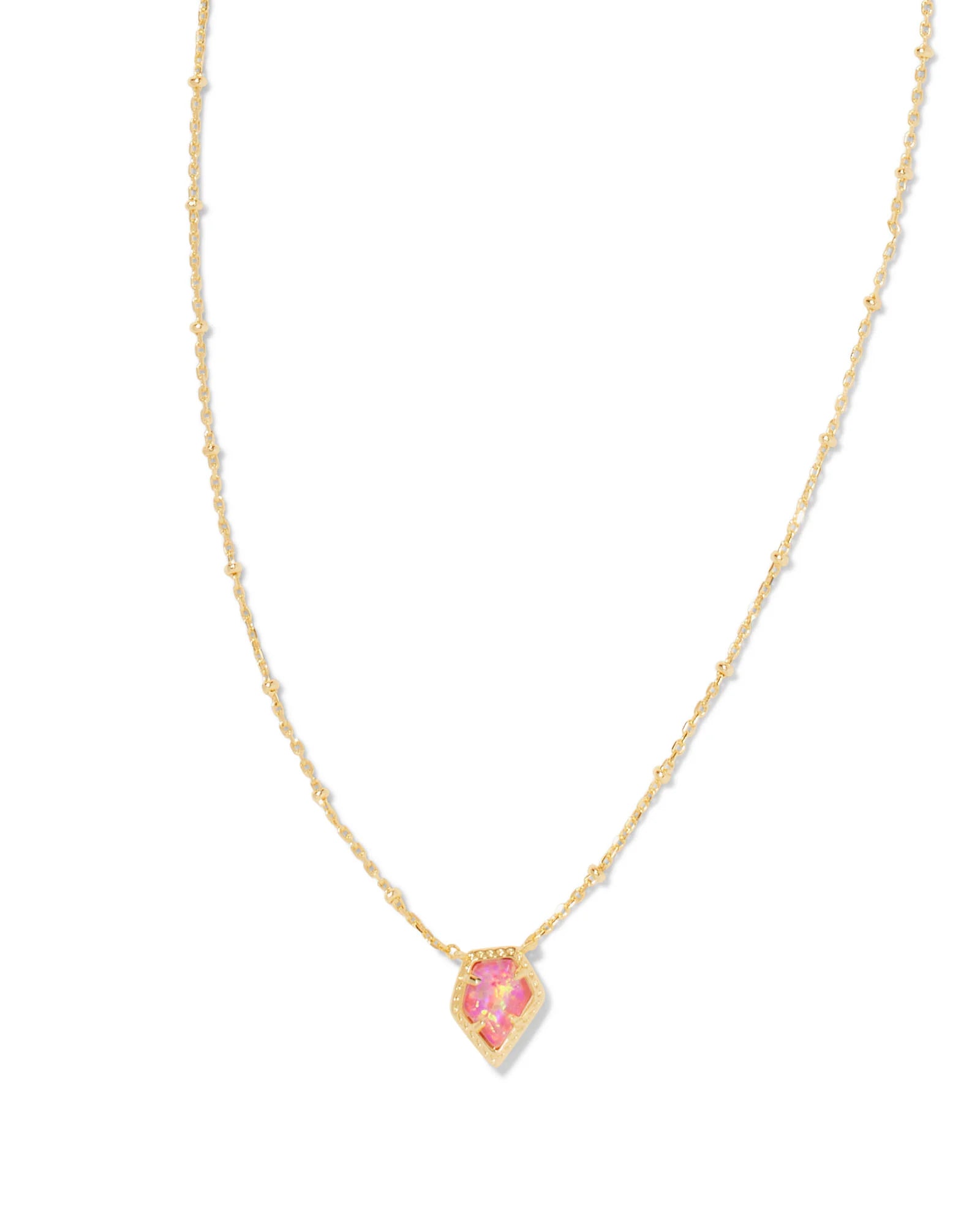 Tess Satellite Gold Frame Pendant Necklace - Rose Opal