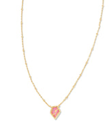 Tess Satellite Gold Frame Pendant Necklace - Rose Opal