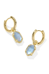 Hallie Huggie Earrings Gold - Sky Blue Mother-of-Pearl