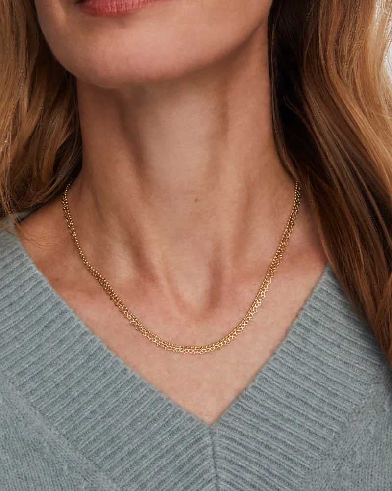 Mallory Rose Gold Multi Strand Necklace - Blush