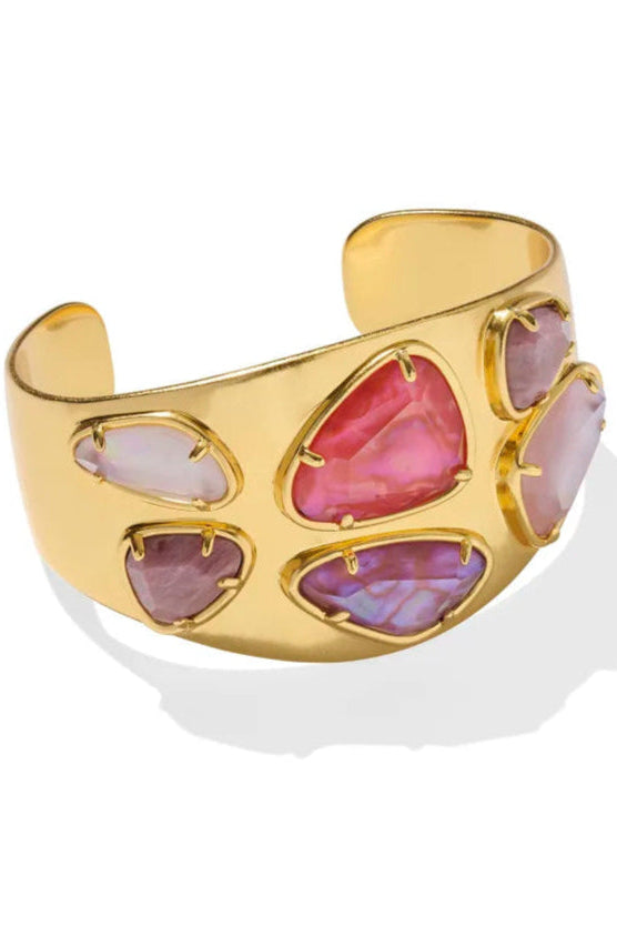 Margot Statement Cuff Bracelet - Vintage Gold Pink Mix
