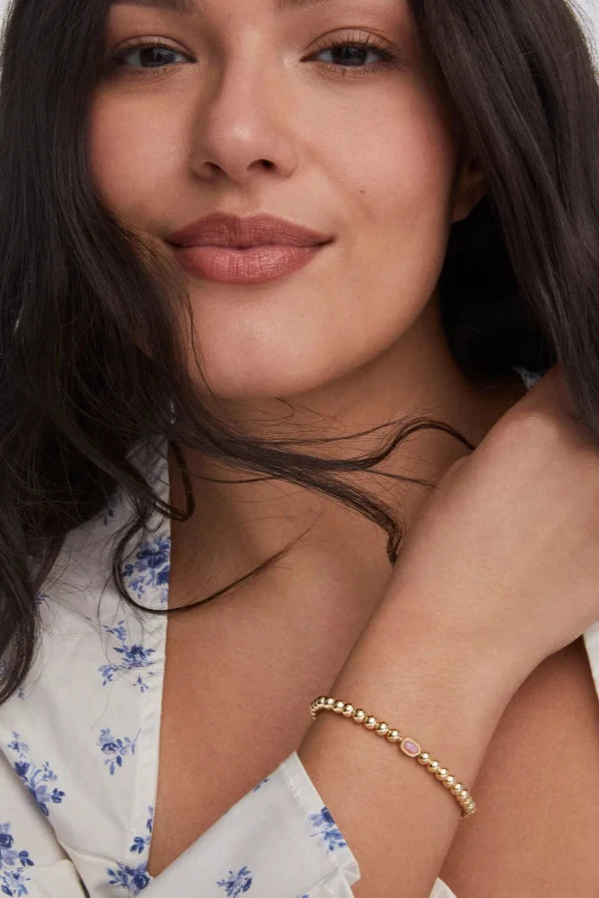 Mini Elaina Gold Stretch Bracelet - Carnation