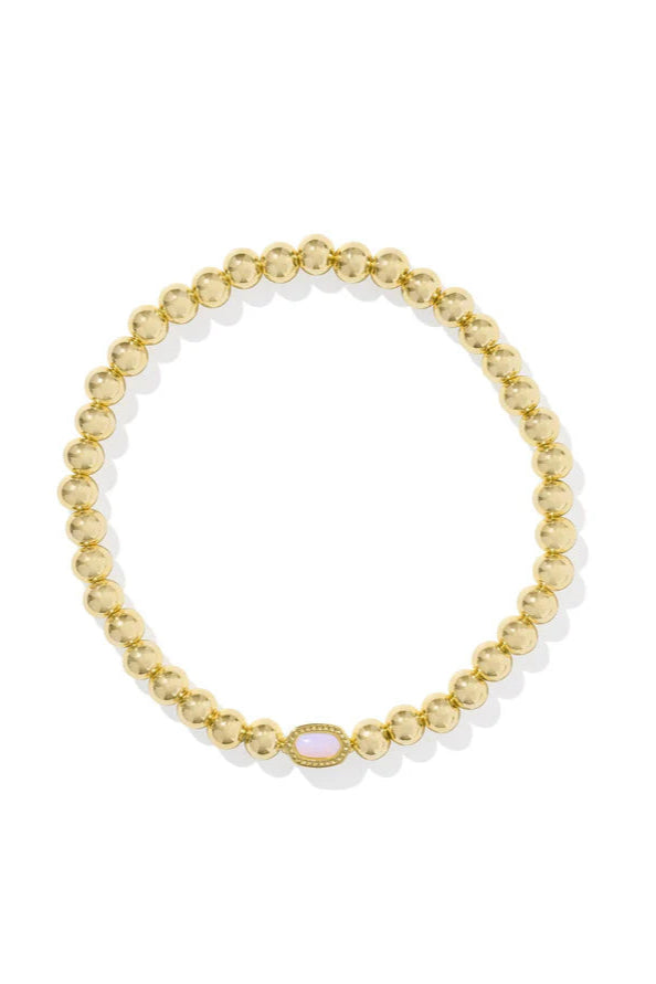 Mini Elaina Gold Stretch Bracelet - Pink Opalite Crystal