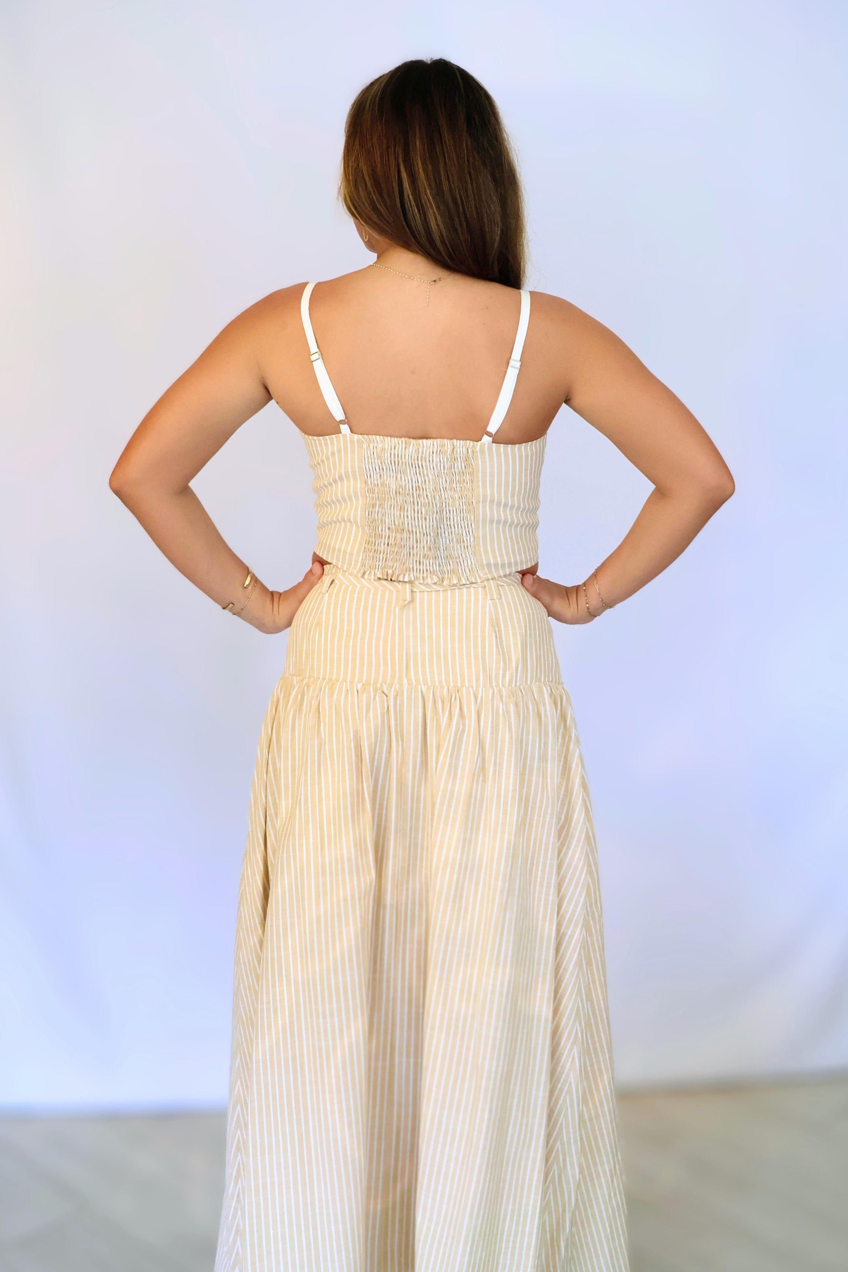 Two-Tone Stripe Spaghetti Strap Top